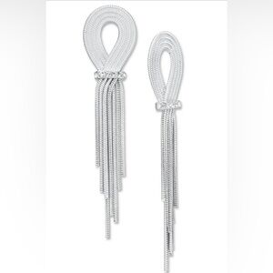 NWT I.n.c. International Concepts Pave Looped Chain Statement Earrings, Silver